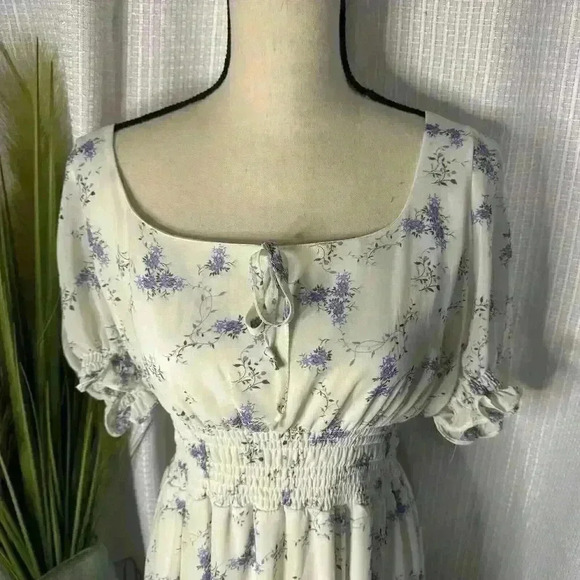 Arula Womens X (10/12) Baby Doll Floral Dress Zip Back Key Hole Short Sleeves - Picture 2 of 10